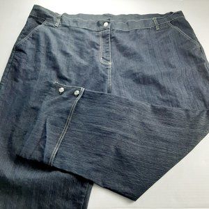 Gold Flava Womens Cuffed Jeans Plus Size 34 Dark Wash Stretch Buttons